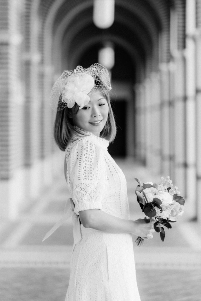 black and white bridal portrait