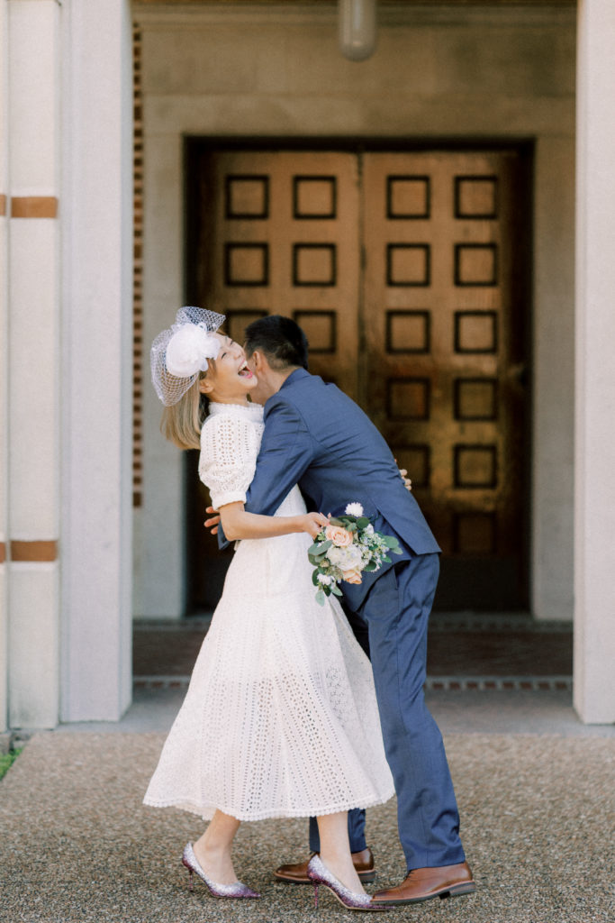 couple laughing and playing around during portrait session